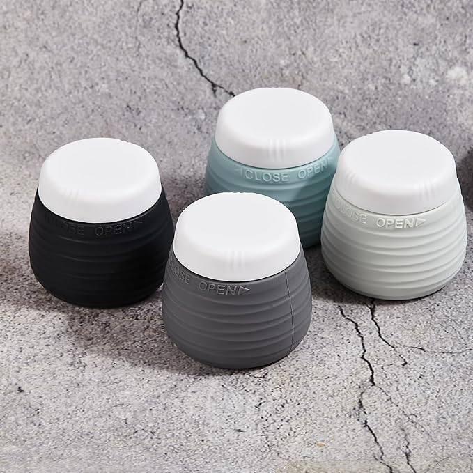 Travel Containers for Toiletries, 1.7oz Travel Size Premium Silicone Cosmetic Cream Jars, TSA Approved Leak-Proof Refillable Accessories W/Toiletry Bag for Cosmetic Face Body Cream(Gray)