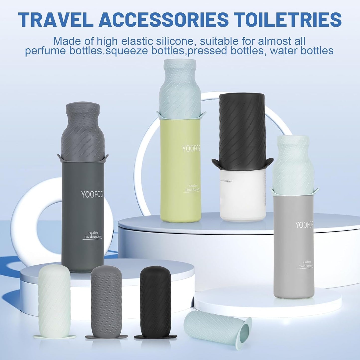 Bottle Covers for Travel, Leak Proofing, Travel Size Container Silicone toiletry sleeves, Leak Locks Travel Accessories for Shampoo Wash Body Bottles and other beauty and personal care(8pcs)