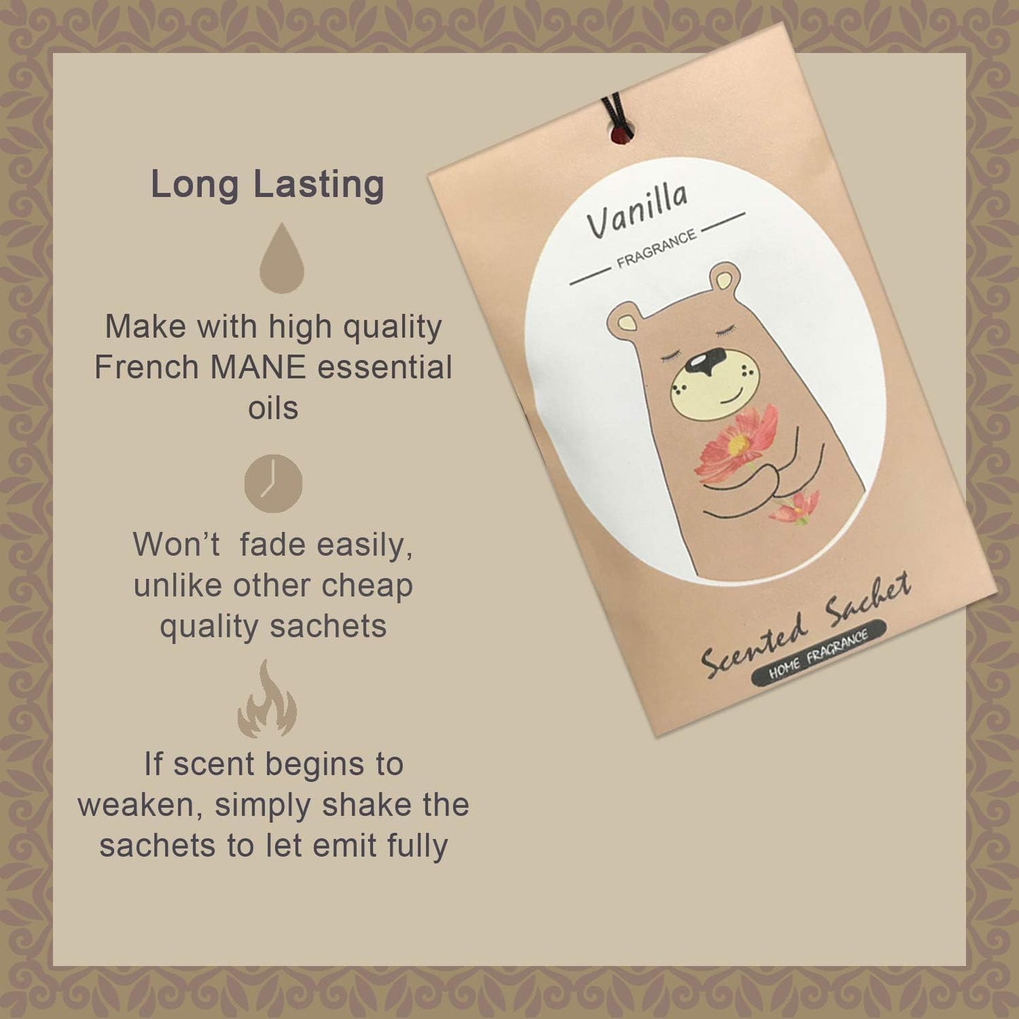 14 Packs Vanilla Scented Sachets for Drawers and Closets Gift Box