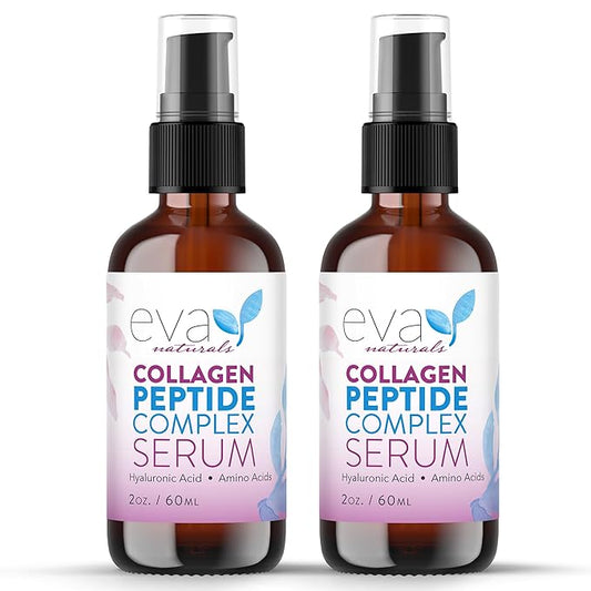 Collagen Peptide Serum for Face – Anti Aging Facial Treatment with Peptides & Hyaluronic Acid – Gentle for Sensitive Skin, Microneedling Pen, Derma Roller, Skin Firming & Hydrating (2 Oz) (2 Pack)