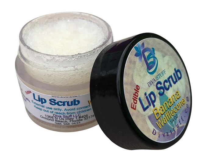 Diva Stuff Ultra Hydrating Lip Scrub for Soft Lips, Gentle Exfoliation, Moisturizer & Conditioner, Banana Wafflecone – ¼ oz (Made in the USA)