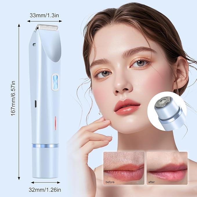 Dermave Bikini Shaver - Bikini Trimmer for Women, Painless Hair Removal for Face, Body & Intimate Areas (Blue)