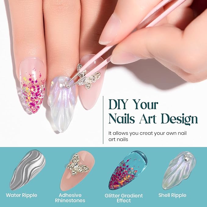 MIZHSE Builder Gel For Nails - 60g Clear Hard Gels Builder Nail Gels For Extension Gel Nails Strengthen Nail Art Manicure Kit With 100pcs Dual Forms And Brush