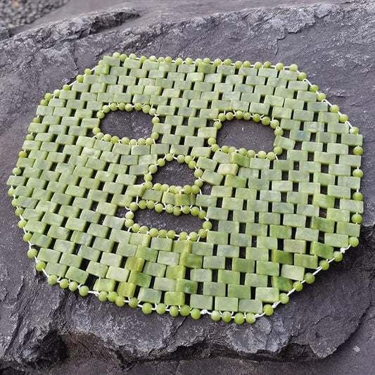 Jade Facial Mask,Natural Stone Jade Sleep Mask,Anti-Aging Jade Eye Mask Massage Tools for Puffy Eyes Dark Circles