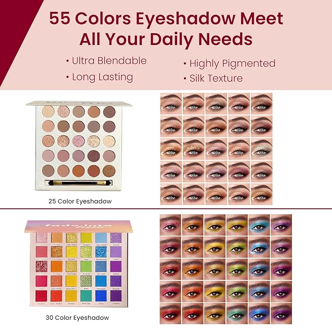 Makeup Kit for Women, Travel Makeup Kit, Makeup Full Kit for Beginners Teens Girls, Makeup Bundle Include 3 Matte & Shimmer Eyeshadow Palettes, Blush Palette, Lip Gloss Set, Concealer