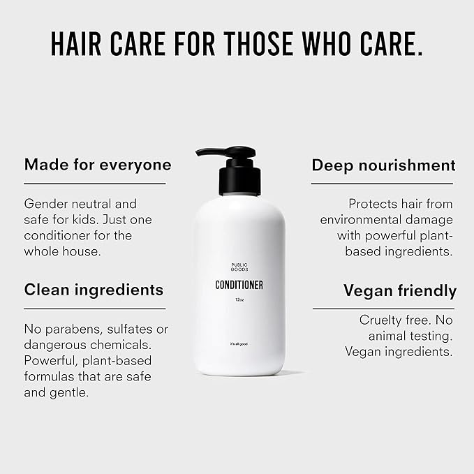 Public Goods Conditioner for Women & Men | Natural Conditioner to Protect & Moisturize Dry Hair | Made with Organic Essential Oils | Sulfate & Paraben Free | Vegan Friendly | 12 Fl Oz Bottle