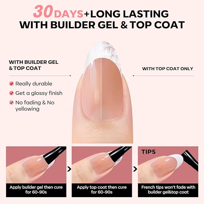 modelones French Tip Press on Nails, 150Pcs M-Almond Fake Nails with Nail Box, Deep Nude Gel Nail Tips for Women, Soft Glue-On Nails for Natural Salon Look, DIY Nail Art Kit (15 Sizes)