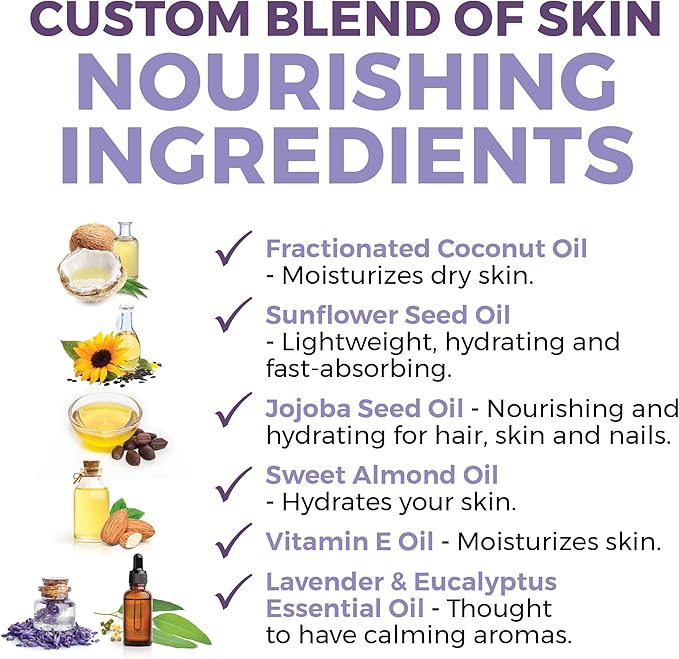 Viva Naturals Organic Massage Oil (8 fl. oz.) - Lavender Scented Non-Greasy Body Massage Oil with Mess-Free Pump, Moisturizing Massage Oils for Massage Therapy, Non-GMO and Certified Organic, 237 mL