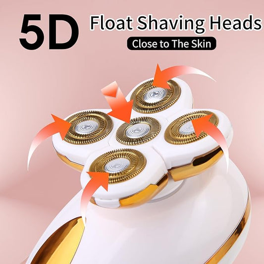 Electric Razors for Women, 5 in 1 Painless Rechargeable Dusk Shaver Womens, Women's Shavers Everything, Lady Leg/Bikini/Face Hair Removal Products, Female Wet Dry Shaving Machine