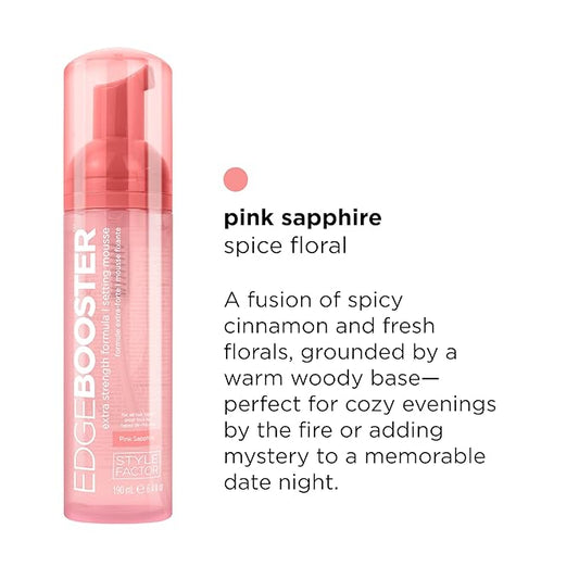 Style Factor EDGE BOOSTER Extra Strength Setting Mousse – Frizz Control, Extra Volume, and Conditioning – 2.5oz Pink Sapphire Mousse for Curly Hair
