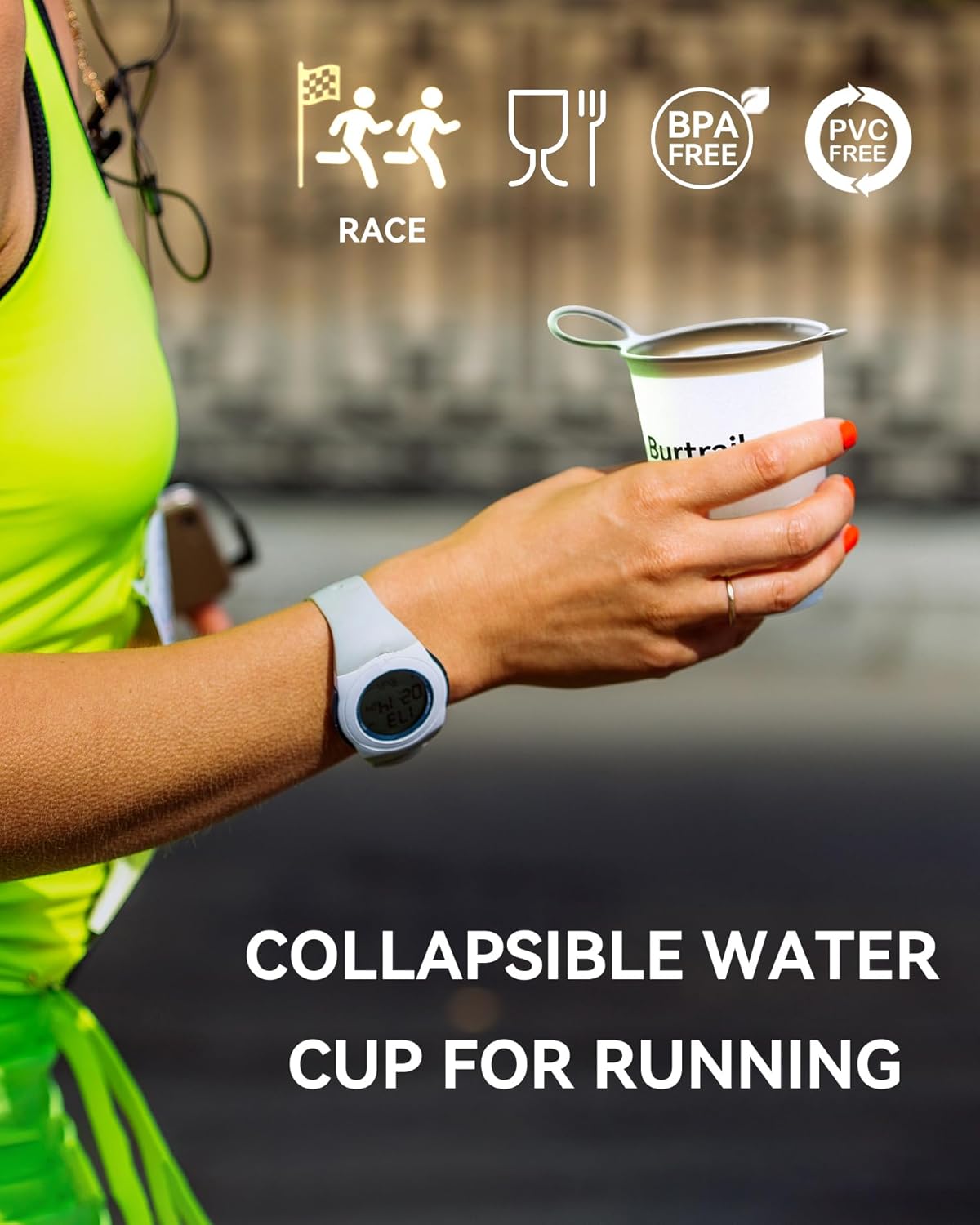 Collapsible Running Water Cup,Ultralight Reusable Cup Running for Ultramarathon,Ultrarunning,Backpacking,Camping-BPA Free,200 ml/6.8 oz-2Pack,White