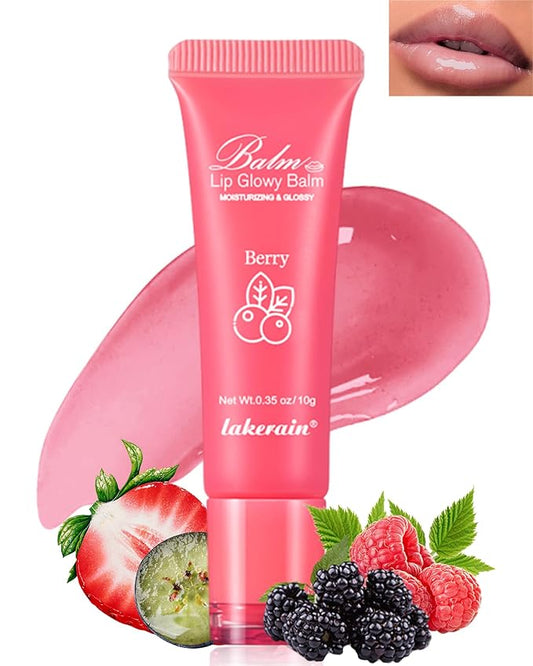 Moisturizer Lip Glowy Balm, Hydrating & Nourishing Repair Sleeping Lip Mask, Shine Glossy Finish Lip Oil, Day and Night Smooth Cracked Chapped Dry Lips, Lip Care Therapy Treatment for Women-2#Berry