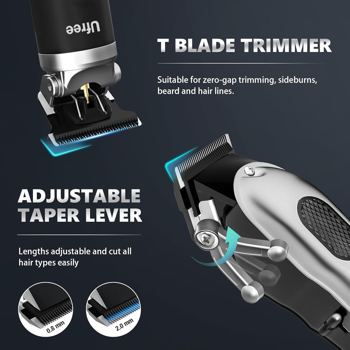 Ufree Hair Clippers for Men, Professional Clippers and Trimmers Set, Cordless Clippers for Hair Cutting, Beard Trimmer, Barber Clippers, Rechargeable Electric Shaver, Gifts for Men