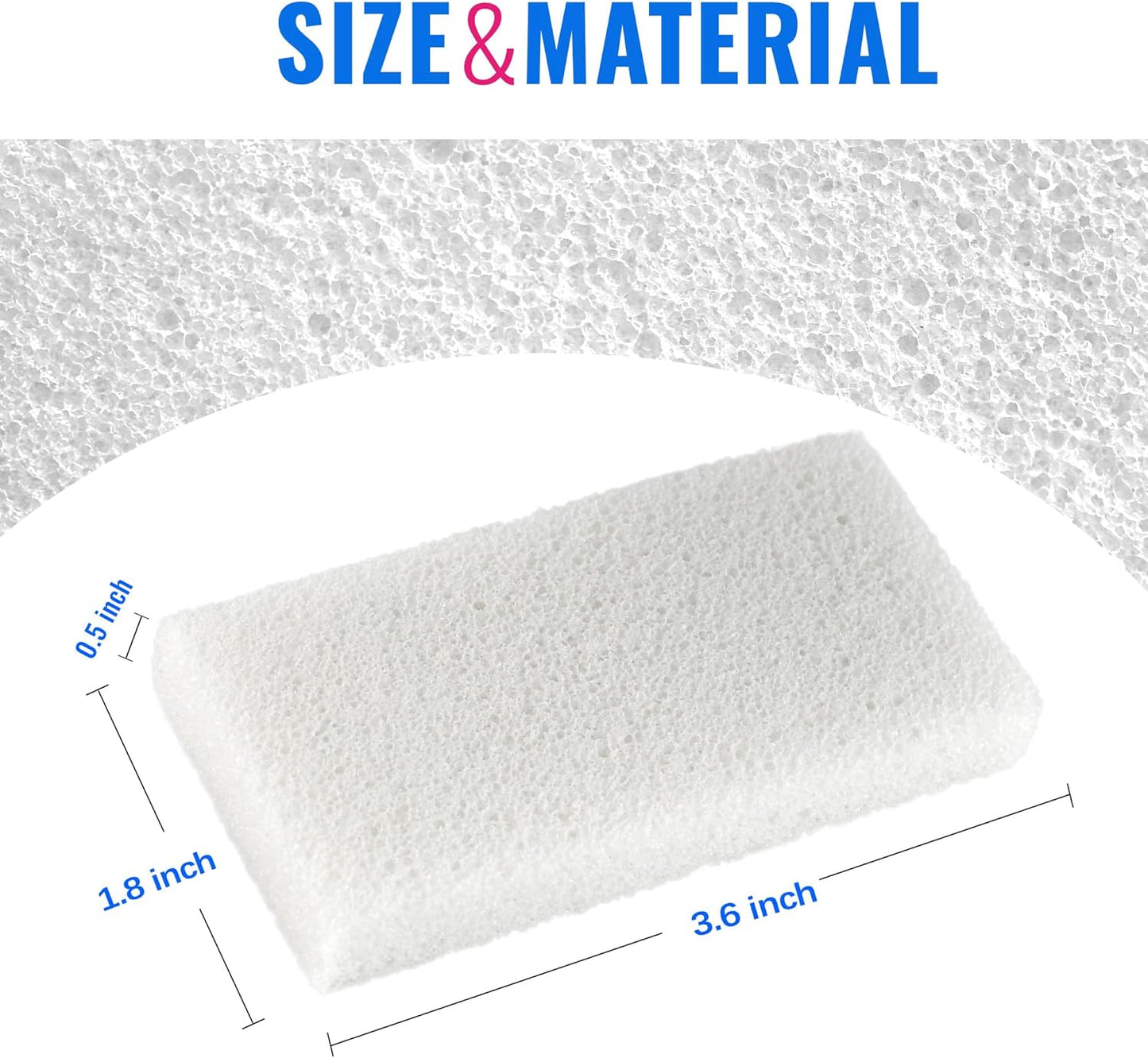 Maryton Professional Foot Scrubber Pumice Pads, Pedicure Tools for Feet, Foot Filer Refill Pads 6-Count, White