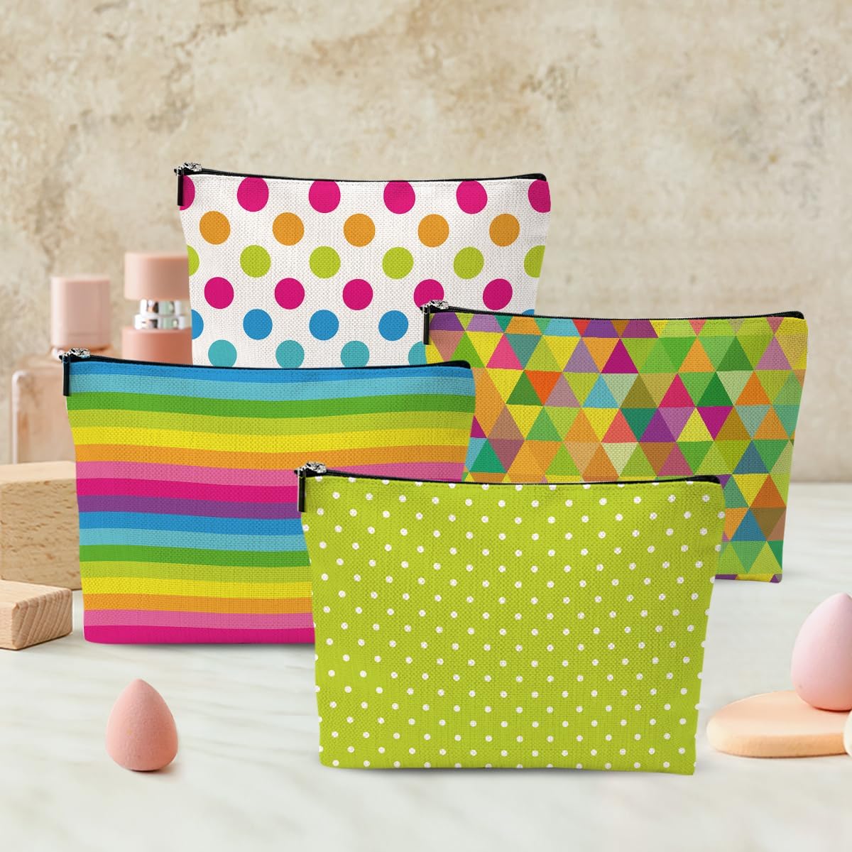 Cosmetic Bags for Women, Makeup Bag, Travel Bag for Toiletries Set, Makeup Bags Waterproof Cute Mothers Day Birthday Friendship Gifts for Girls Bestie Mom, Colorful Polka Dot Rainbow Neon Colors