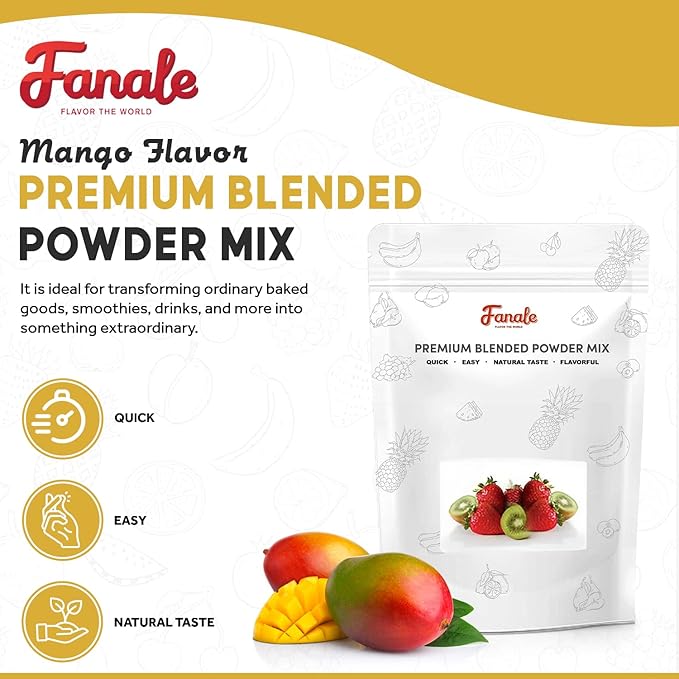Fanale Premium Mango Flavoring Powder for Boba Tea| Perfect for Baking, Smoothies, Desserts and Drinks | Instant Boba Bubble Tea Powder for Milk- 2.2 Pounds (Pack of 1)