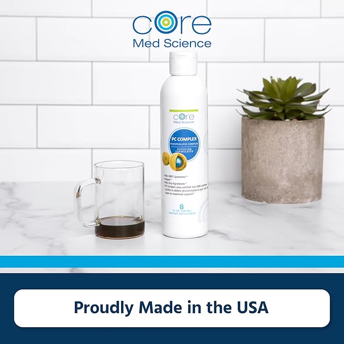 Core Med Science Phosphatidylcholine Supplement, Liposomal PC Complex (8 Fl Oz) - Lecithin Phospholipid Supplement That Supports Liver & Gut Health - Phosphatidyl Choline Liquid for Cognition Support