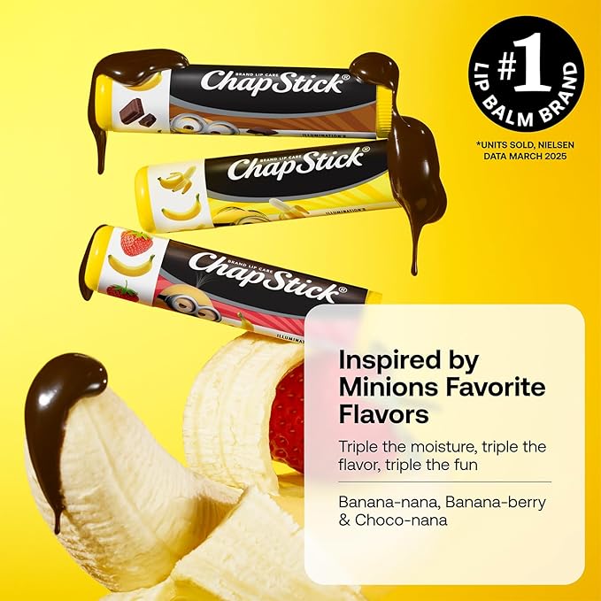 ChapStick Bulk Lip Balm Sets, Minions, 12 Banana Variety 3-Packs (36 Sticks Total), Party Favors for Kids, 0.15 Oz Ea