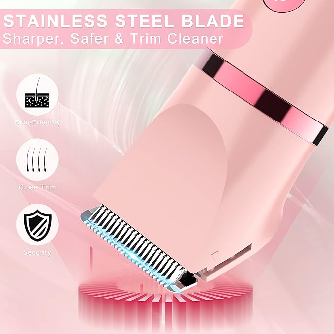 Electric Lady Shaver for Women - Painless Razor, Bikini Trimmer, Facial Hair Removal, Body Trimmer for Face, Legs, Underarm, Pubic - Wet and Dry Flawless 3 in 1