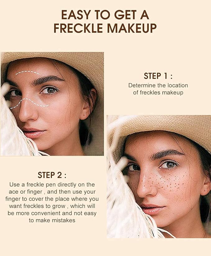 Freckle Pen 4 Colors Available, Natural Lifelike Freckle Makeup Pen, Waterproof Long Lasting Quick Dry - Light Brown, Natural Coffee, Chestnut, Dark Brown