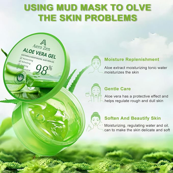 Organic Aloe Vera Gel for Face Made within 12 Hours of Harvest, 98% Pure Aloe Vera Gel for Skin, Scalp, & Hair, Soothing Aloe Face Moisturizer, Multipurpose Skin Care（20oz）