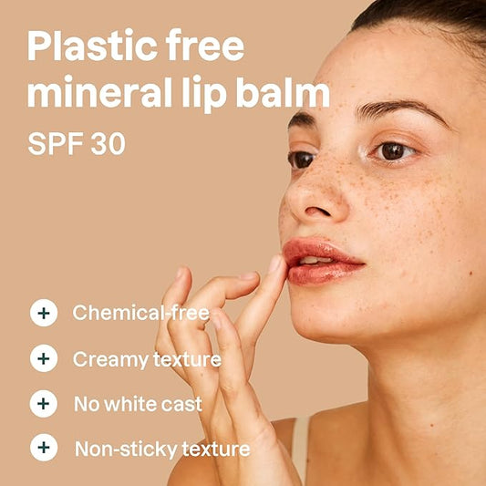 ATTITUDE Oceanly Tinted Lip Balm with SPF 30, EWG Verified, Plastic-Free, Broad Spectrum UVA/UVB Protection with Zinc Oxide, Vegan, Unscented, Terracotta, 0.3 Ounce