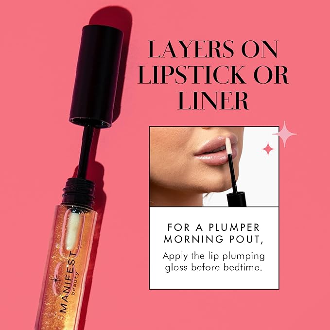 BIG POUT ENERGY Lip Plumper, Chili-Infused Lip Plumping Oil for Full and Smooth Lips, Lip Gloss Finish, With Easy Swipe XL Wand Applicator, Crystal Clear, 0.12 fl oz