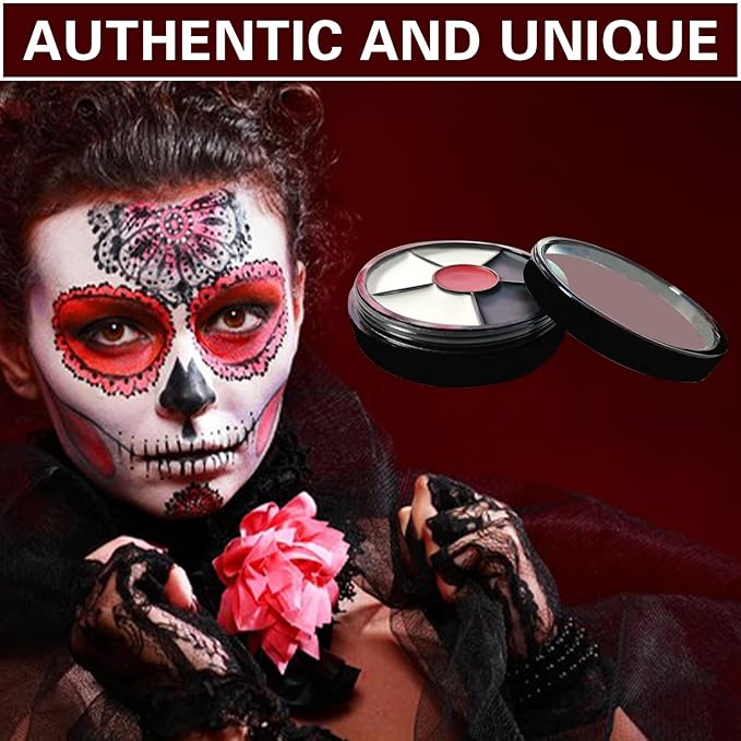 Clown Makeup Kit Black White Red Face Body Paint Palette Halloween Makeup Kit for Sfx Joker Zombie Cosplay Vampire Makeup