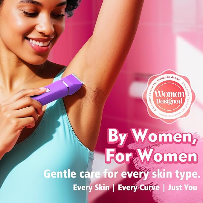 Electric Shaver for Women - Cordless Dermave Bikini Trimmer for Lady's Beauty, Painless Facial Hair Removal Device with Low Noise, Detachable Head, Fast Charging, 2025 Beach Vacation Essentials