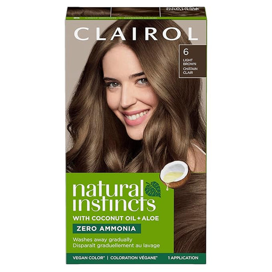 Clairol Natural Instincts Demi-Permanent Hair Color, 6 Light Brown Hair Color, Pack of 1