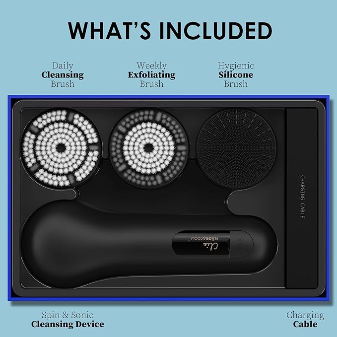 Premium Facial Cleansing Brush,Waterproof Face Scrubber,Spin & Sonic Modes with 3 Intensities,Magnetic 3-Head System for Deep Pore Cleaning, Gentle Exfoliation & Sensitive Skin Care - for Women & Men