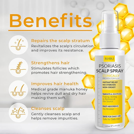 Psoriasis Scalp Spray | Psoriasis and Dandruff Treatment for Scalp Yeast Infections, Psoriasis Flare-Ups & Folliculitis | Antifungal Ringworm Itchy Scalp Spray for Psoriasis, Dryness