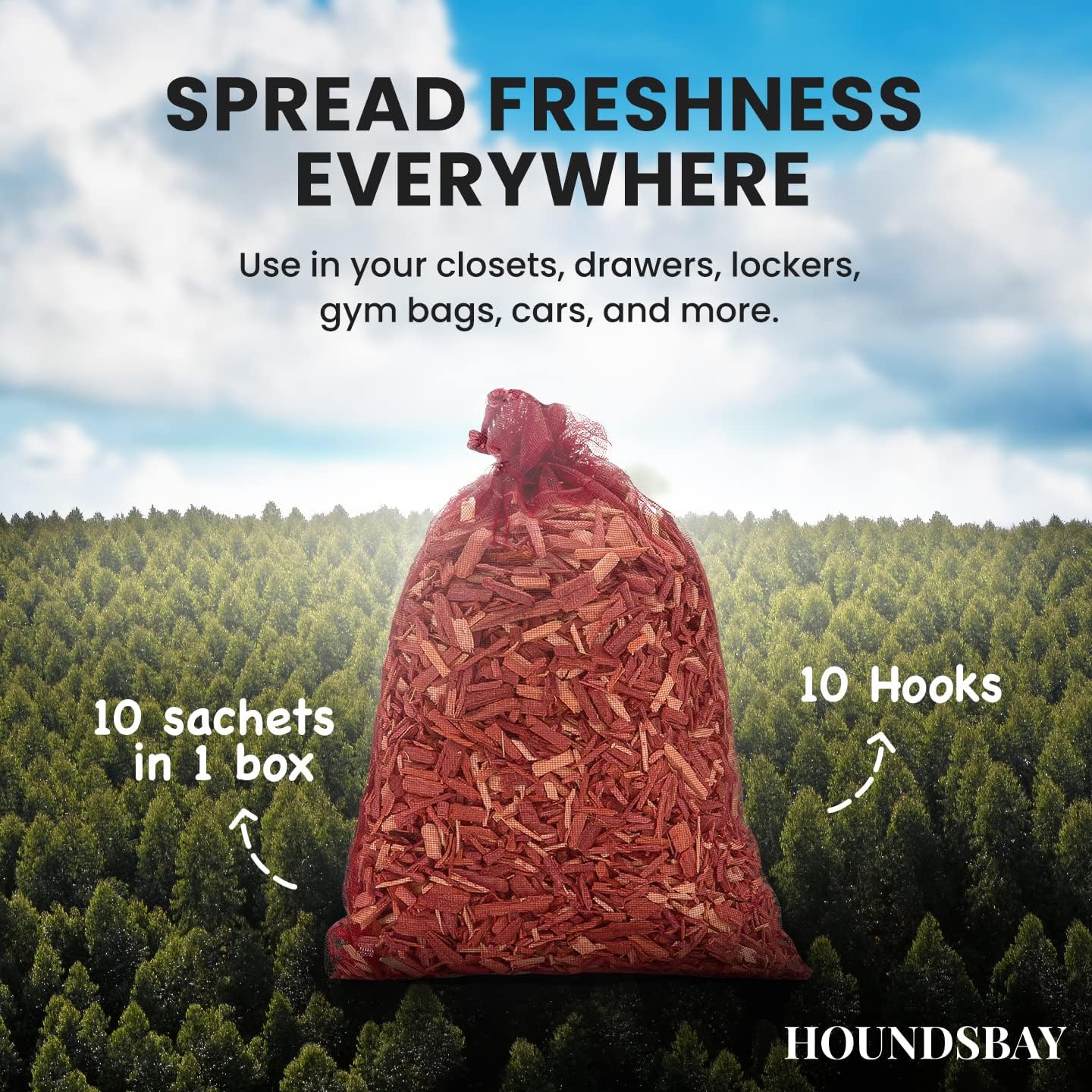 Cedar Sachet Bags, Fully Stuffed Scented Sachets with Hanger Hooks, Perfect for Closets, Drawers, Cars, Gym Bags, or Anyplace That Needs to Smell Better - Cedar Blocks for Clothes Storage