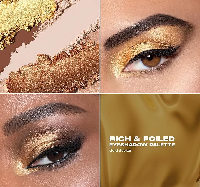 Morphe Rich & Foiled Artistry Palette - Foil-Effect Eyeshadow Palette with Matte, Shimmer & Foil Finishes - Brown & Gold Eyeshadow with Luminous Payoff - Gold Seeker (0.35 oz)