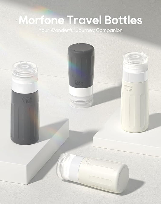 Morfone 16 Pack Silicone Travel Bottles Set for Toiletries TSA Approved Travel Containers Leakproof Squeezable Refillable Accessories 2oz 3oz Travel Essentials for Shampoo Lotion Liquids (BPA Free)