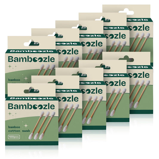 Bamboozle Eco-Friendly Bamboo Cotton Swabs - Sustainable, Biodegradable, & Stylish Personal Care Solution, 1000 count