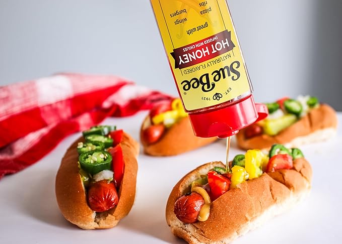 Sue Bee Naturally Flavored Hot Honey Chili Infused For Ribs, Wings, Burgers, 12 oz