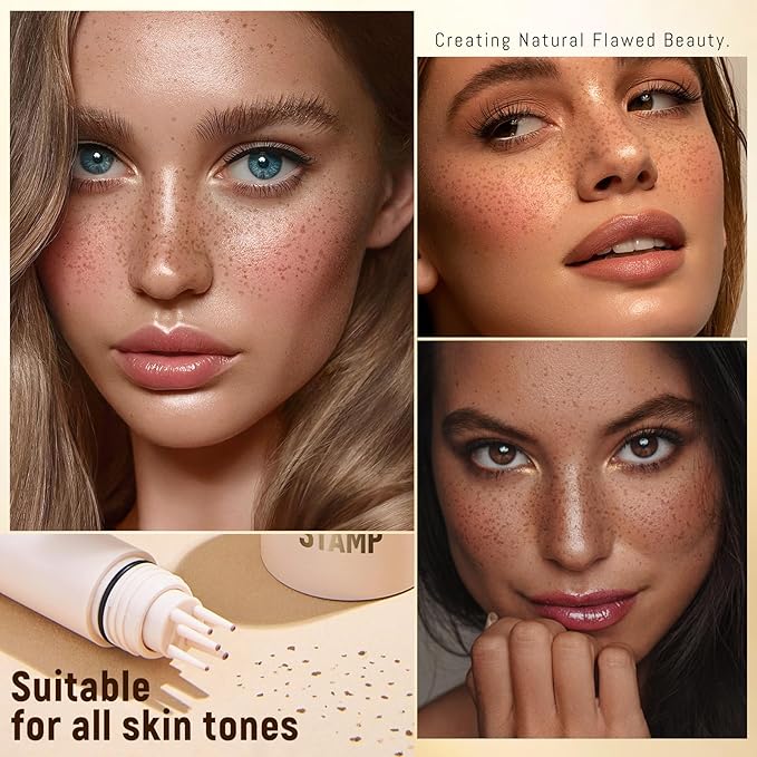 3pcs Faux Freckle Stamp Pen, Liquid Fake Freckles Stain Tattoo Marker Waterproof Long Lasting for Natural Sunkissed Makeup for Women Girl -3 Colors Brown