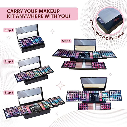 Makeup Kit for Women - 190-in-1 - Professional Makeup Pallets, makeup kit Includes Eyeshadows, Blushes, Makeup Brushes & More For a Full Makeup Look