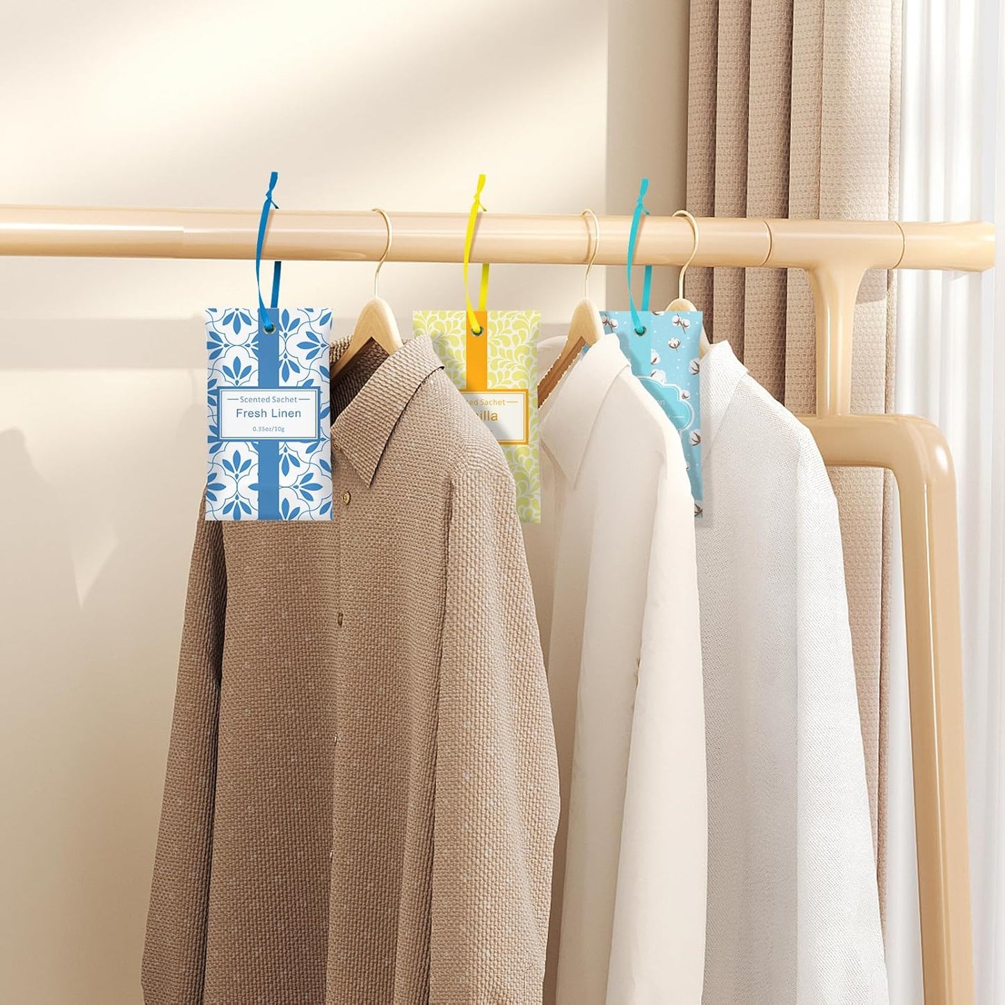 SCENTORINI Sachets for Drawers and Closets, Sachets Bags Long-Lasting, Linen Vanilla Cotton Eucalyptus & Sage, Pack of 16, Home Fragrance Sachet for Closet, Drawer, Wardrobe