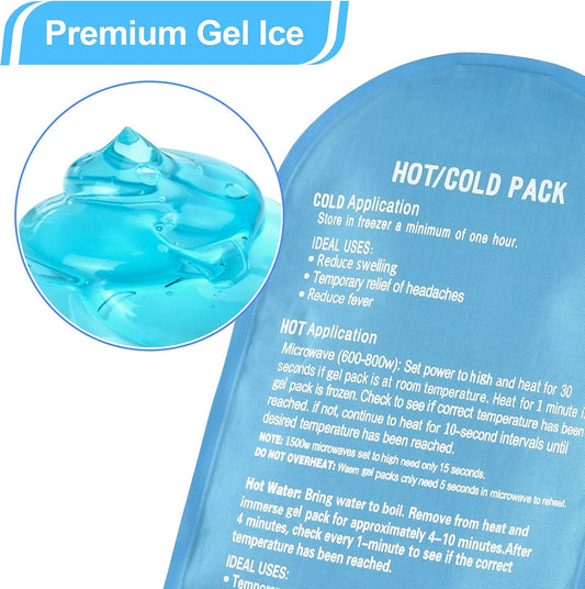 Tutmyrea 2 Pack Gel Ice Pack, 9" x 5.1" Flexible Ice Packs for Injuries Reusable, Hot & Cold Compress for Surgery, Knee, Shoulder, Forehead, Neck, Wrist, Headache, Swelling, Pain Relief