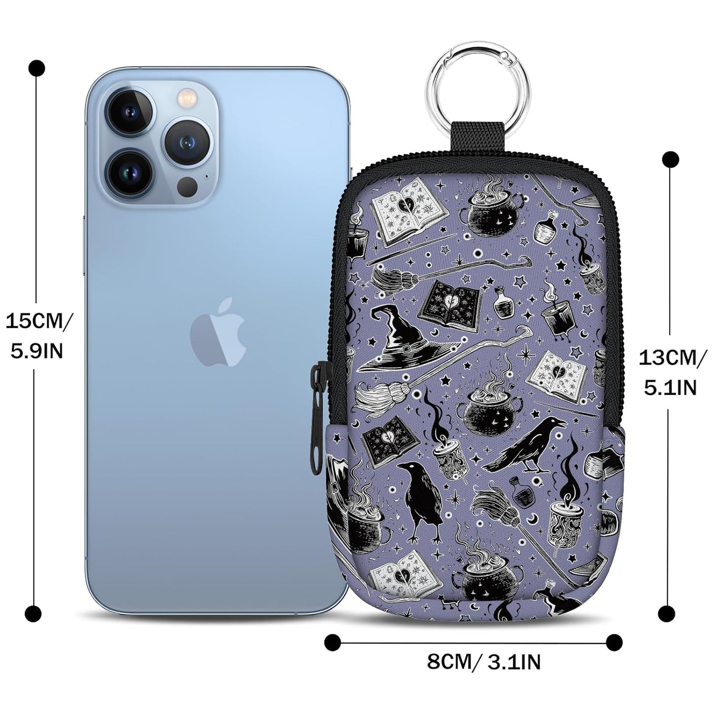 Magic Goth Hand Sanitizer Spray Case, Hand Sanitizer Holder Zippered Pouch, Cute Fashion Accessory with Snap Hook for Glow Mist and Power Mist 1FL OZ