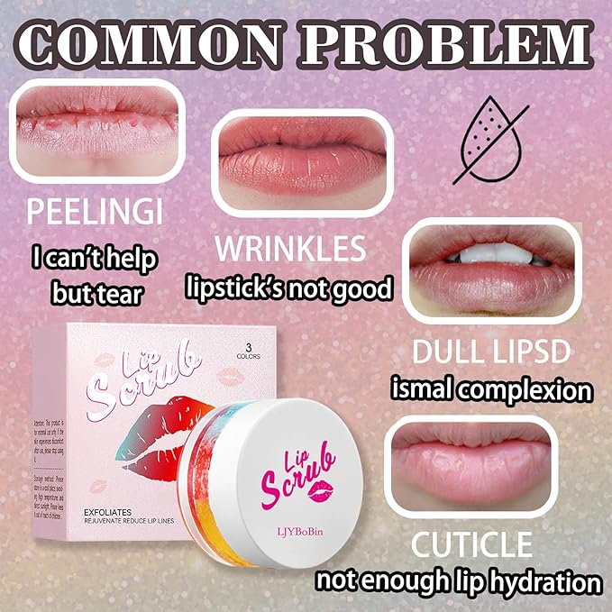 Nourishing Smooth Lip Scrub,Soft Long Lasting Moisturizing Lip Scrubber Exfoliator for Men & Women,Gentle Non-Greasy Sugar Scrub Lip Cares Moisturizer