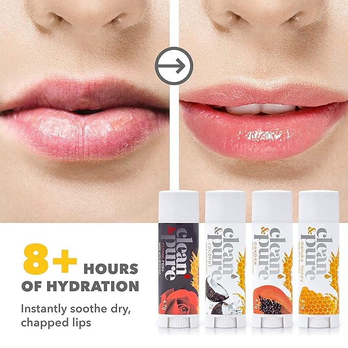 Lip Balm, 2-Pack (Peppermint) | Manuka Honey Beauty Products | Lip Care Set With 100% All Natural Beeswax and Vitamin E Oil | Flavored Lip Balm for Dry, Chapped Lips