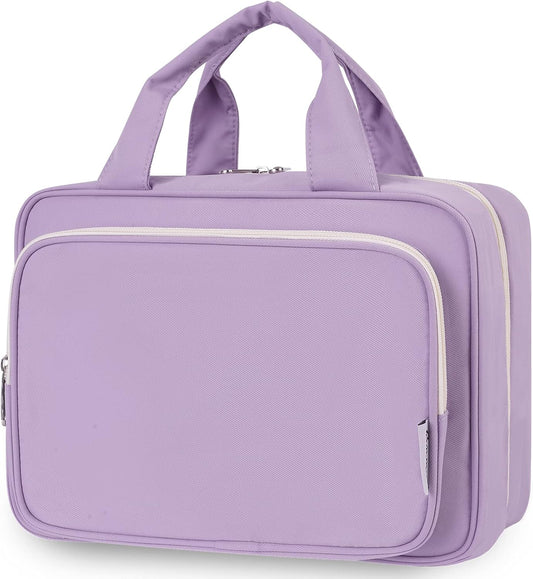 Travel Toiletry Bag for Women Large Hanging Makeup Bag Organizer Toiletries Bag for Full Size Essentials Accessories Cosmetics (Purple (Large))