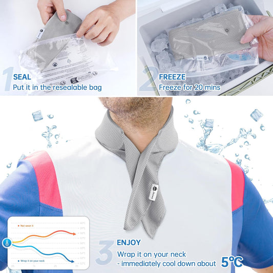 Cooling Neck Wraps with Reusable Gel Ice Pack, Soft Summer Neck Cooler for Golf, Tennis, Outdoor Activities 2 Packs