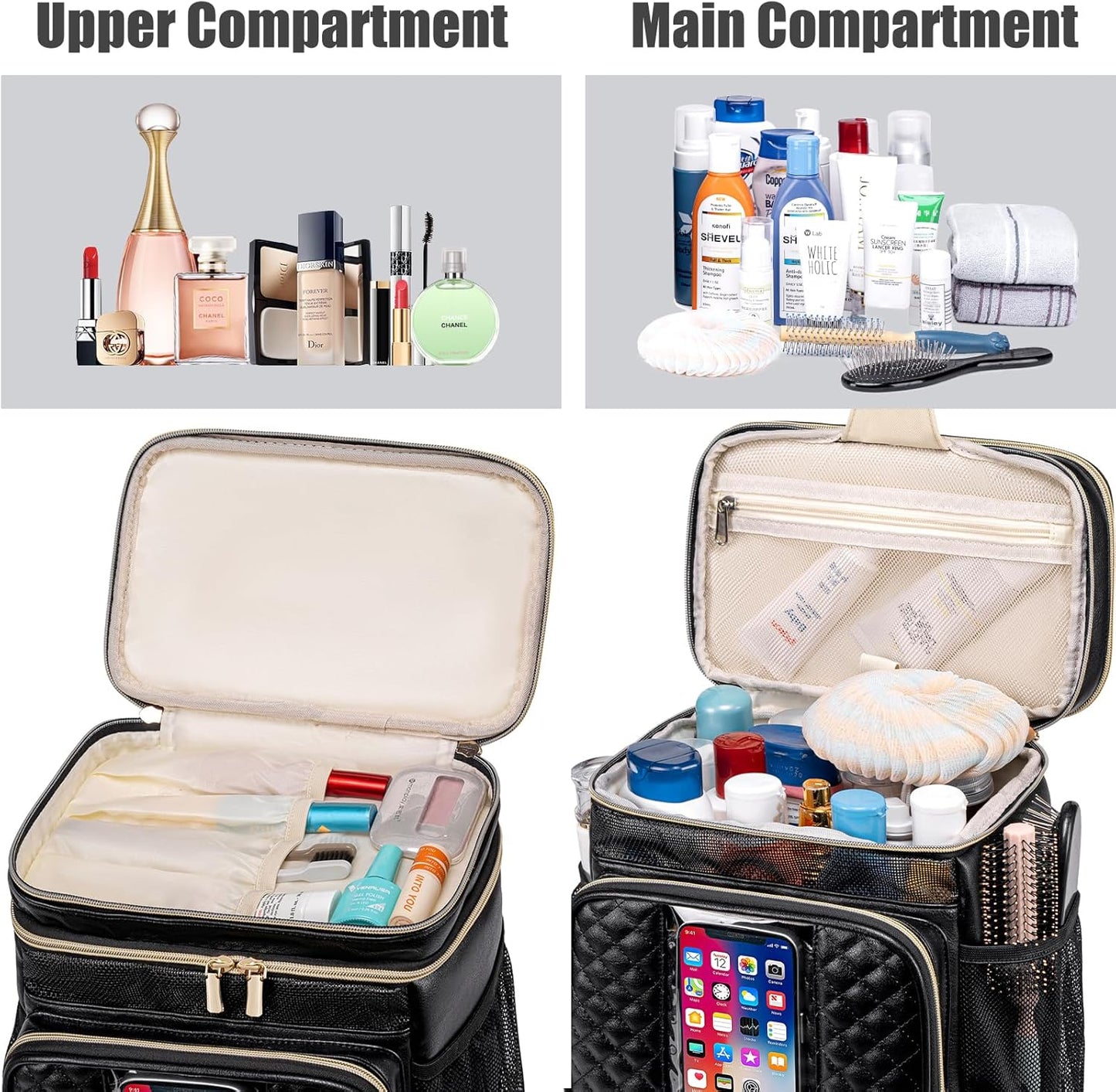 Large Leather Toiletry Bag for Women Men,Bathroom Bag,Water Resistant Portable Shower Caddy for College Dorm,Hanging Toiletry Bags for Traveling,Gym Camping Cruise Ship Travel Essentials Shower Bag