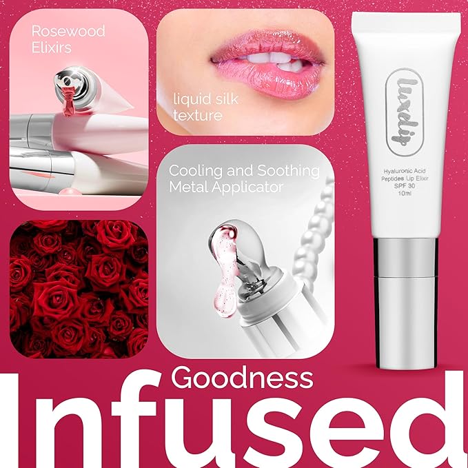 Tinted Lip Balm Elixir for OIder Women, Hydrating Vegan Lip Care with Sheer Color & Moisturizing Glow – Non-Sticky Nourishing, Lip Plumping Treatment for Soft, Smooth Lips (Rosewood 10ml)