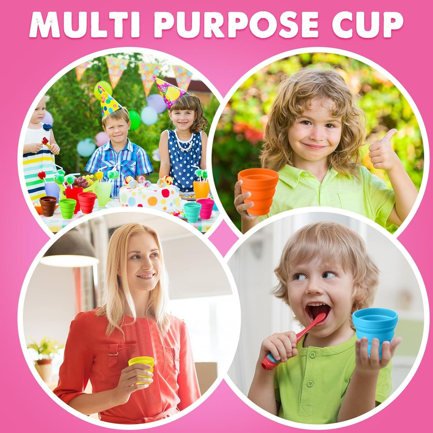 Umigy Silicone Collapsible Cup Without Lids Travel Portable Foldable Cup Colorful Reusable Collapsible Shot Cup Expandable Drinking Cup for Kids Traveling Outdoor Hiking, 12 Colors