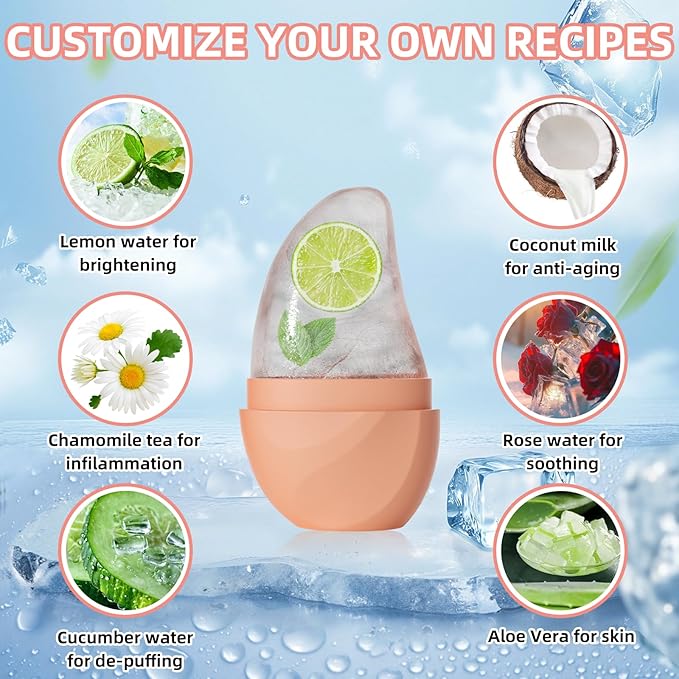 Silicone Facial Ice Cube Roller Massager, Facial Beauty Care Tool, Reusable Face Ice Mold - Brighten Skin, Reduce Puffiness for Face & Eyes (Green)